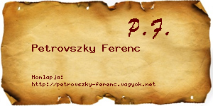 Petrovszky Ferenc névjegykártya