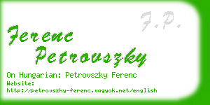 ferenc petrovszky business card